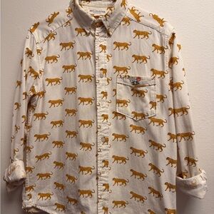 Emerson Fry White Shirt with Orange Tiger Pattern